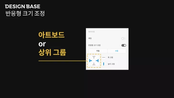 어도비XD 반응형 크기 조정 기능 설명