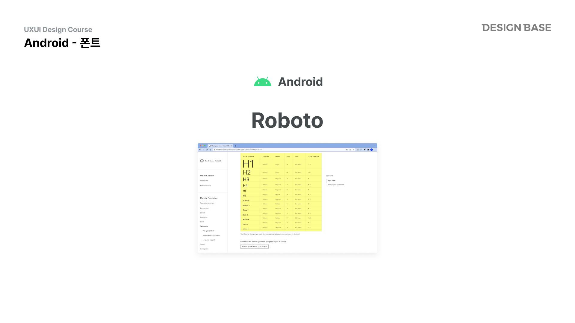 안드로이드 전용 폰트 - roboto