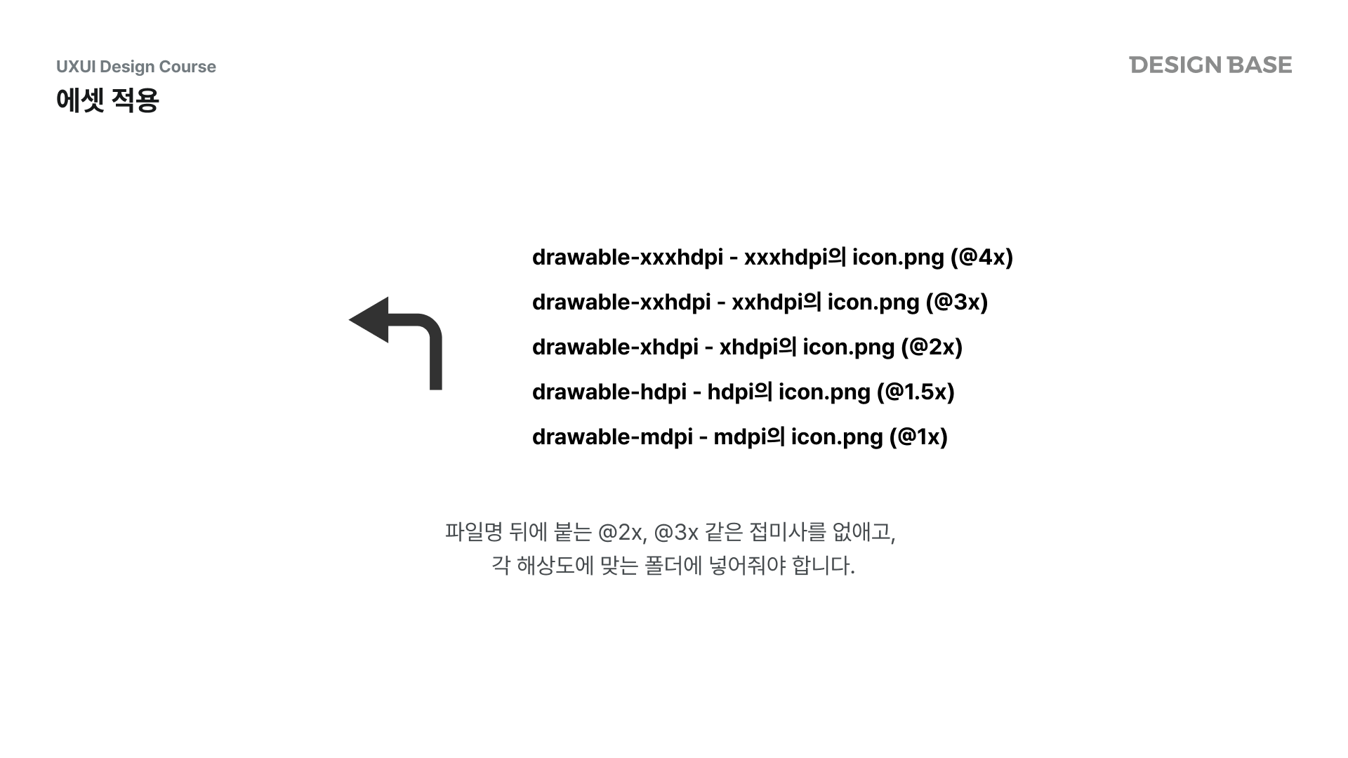 폴더에 맞게 이미지를 넣어야 올바르게 앱에 적용됩니다.