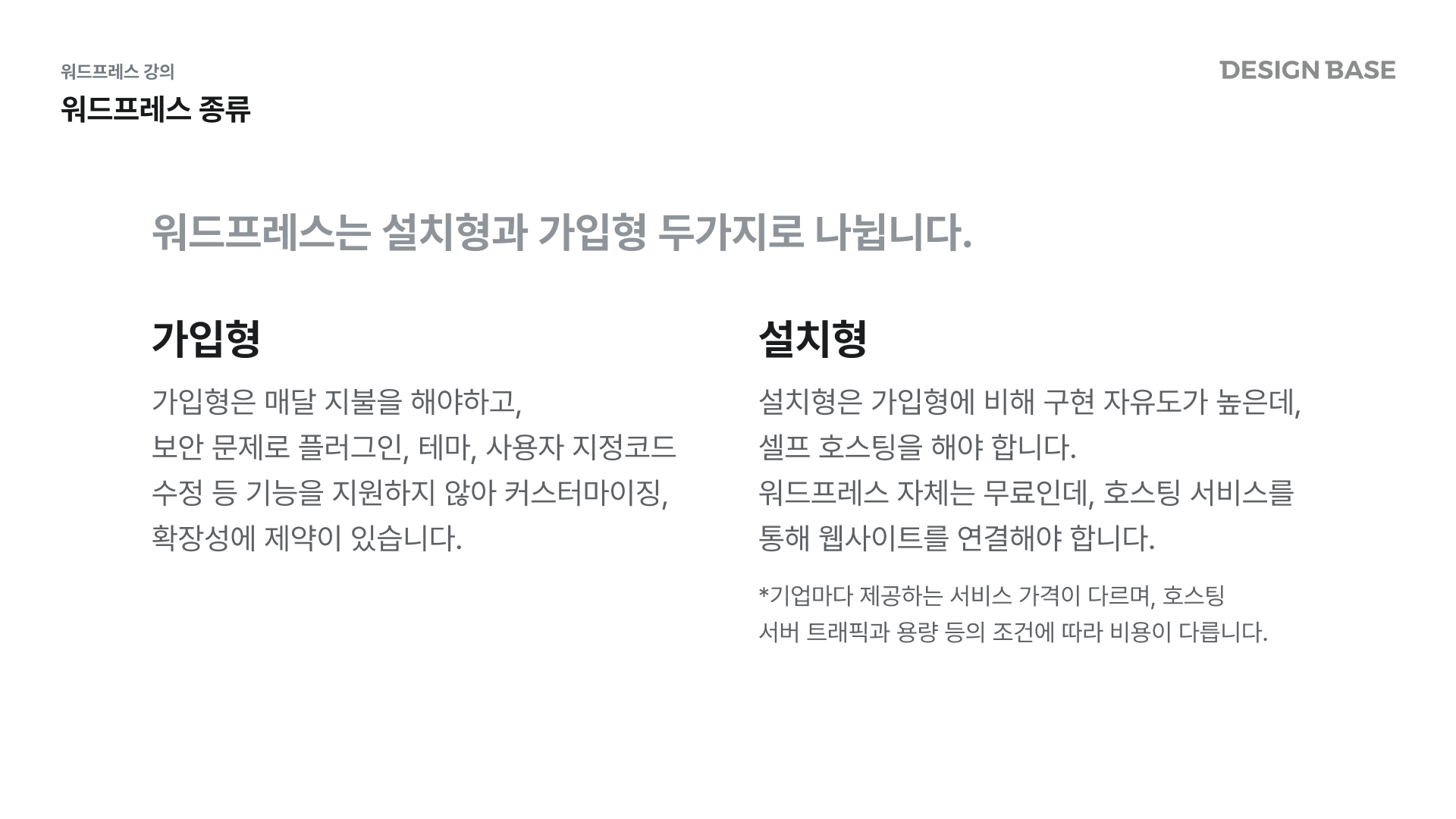 워드프레스 종류