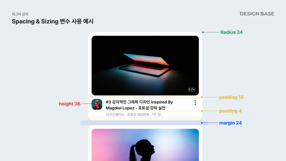 UI 컴포넌트에 spacing & sizing에 대한 변수 사용예시